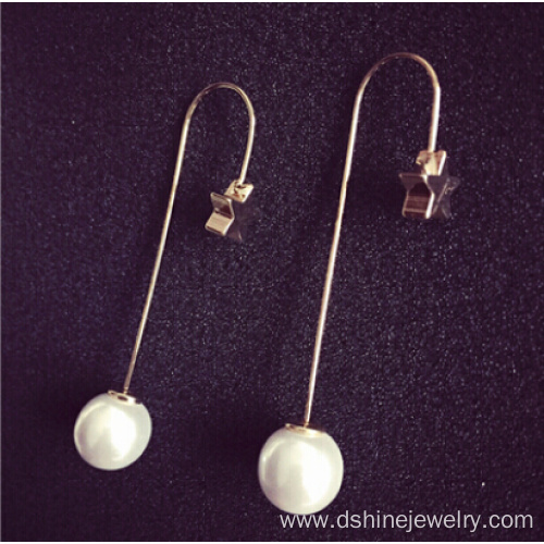 Customized Pearl Pendant Earrings Sweet Alloy Star Ear Studs